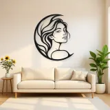 Moon Curve Face Metal Wall Art | Minimalist Woman Line Art