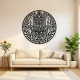 Hamsa Botanical Eye Metal Wall Art | Spiritual Boho Metal Decor