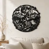 Wolf Mond Bogen Metall Wandkunst | Himmlische Boho Wanddekoration