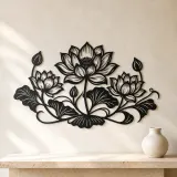 Lotus Bloom Balance Metal Wall Art | Botanical Metal Wall Decor - lifestyle view 3