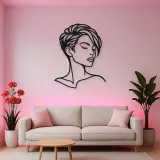 Short Hair Modern Face Metal Wall Art | Minimalist Woman Line Art