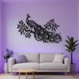 Peacock Feather Flow Metal Wall Art | Wildlife Silhouette Decor