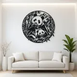 Panda Bamboo Metal Wall Art | Wildlife Silhouette Decor