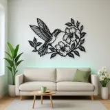 Hummingbird Blossom Metal Wall Art | Wildlife Silhouette Decor