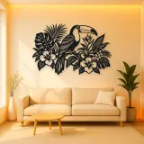 Toucan Leaf Garden Metal Wall Art | Wildlife Silhouette Decor