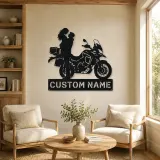 Personalized Adventure Motorcycle Couple Metal Wall Art - lifestyle view 4