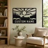 Personalized Speedboat Metal Wall Art with Mountain Lake - lifestyle view 4