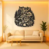 Owl and Fox Forest Metal Wall Art | Wildlife Silhouette Decor