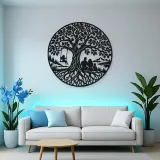 Tree with Family Metal Wall Art | Family Silhouette Decor