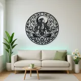 Lotus Moon Woman Metal Wall Art | Minimalist Woman Line Art