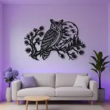 Owl Moon Branch Metal Wall Art | Wildlife Silhouette Decor