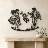 Parents Child Swing Metal Wall Art | Family Silhouette Decor - lifestyle view 3