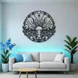Boho Sun Horizon Metal Wall Art | Nature Silhouette Decor