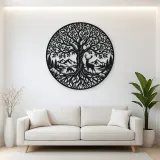 Tree with Deer Metal Wall Art | Wildlife Silhouette Decor