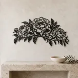 Peony Garden Arc Metal Wall Art | Botanical Metal Wall Decor - lifestyle view 3