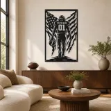 Décoration murale en métal personnalisée avec joueur de football numéro 01 et le drapeau américain