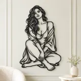 Folded Legs Muse Metal Wall Art | Minimalist Woman Line Art - lifestyle view 2