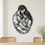 Parents with Newborn Metal Wall Art | Family Silhouette Decor - lifestyle view 4