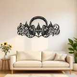 Headphones Sound Wave Metal Wall Art | Music Room Wall Decor