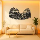Autumn Woodland Flow Metal Wall Art | Nature Silhouette Decor