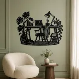 Desk and Lamp Metal Wall Art | Cozy Home Metal Decor - lifestyle view 2