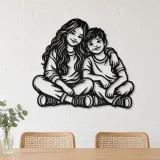 Siblings Side by Side Metal Wall Art | Family Silhouette Decor - lifestyle view 4