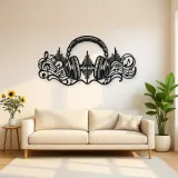 Headphones Sound Wave Metal Wall Art | Music Room Wall Decor