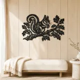 Squirrel Oak Branch Metal Wall Art | Wildlife Silhouette Decor - lifestyle view 5