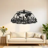 Airplane World Arc Metal Wall Art | Travel and City Wall Decor