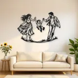 Parents Child Swing Metal Wall Art | Family Silhouette Decor