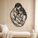 Parents with Newborn Metal Wall Art | Family Silhouette Decor - lifestyle view 5