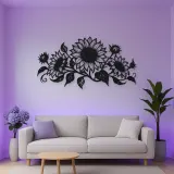 Sunflower Horizon Metal Wall Art | Botanical Metal Wall Decor