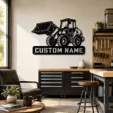 Personalized Compact Wheel Loader Raised Bucket Metal Wall Art - lifestyle view 4