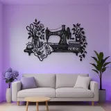 Sewing Machine Floral Metal Wall Art | Botanical Metal Wall Decor