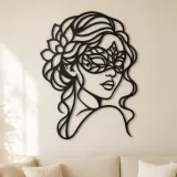 Metallsilhouette "Maskierte Muse" | Minimalistische Frauenlinie Kunst