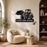 Personalized Compact Wheel Loader Raised Bucket Metal Wall Art - lifestyle view 5