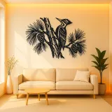 Woodpecker Pine Metal Wall Art | Wildlife Silhouette Decor