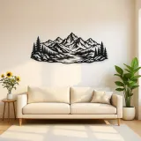 Mountain and River Metal Wall Art | Nature Silhouette Decor