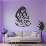 Mother Son Cuddle Metal Wall Art | Family Silhouette Decor