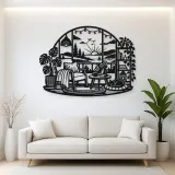 Cozy Home Horizon Metal Wall Art | Nature Silhouette Decor