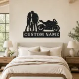 Personalized Sport Bike Family of Three Metal Wall Art - lifestyle view 2
