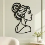 Hair Bun Profile Metal Wall Art | Minimalist Woman Line Art - lifestyle view 2