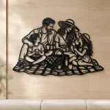 Family Picnic Metal Wall Art | Family Silhouette Decor - lifestyle view 5