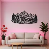 Waterfall Mountain Valley Metal Wall Art | Nature Silhouette Decor