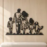 Family with Dog Metal Wall Art | Pet Lover Silhouette Decor - lifestyle view 5
