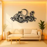 Crescent Moon Tide Metal Wall Art | Coastal and Nautical Wall Decor