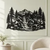 Forest Waterfall Metal Wall Art | Nature Silhouette Decor - lifestyle view 2