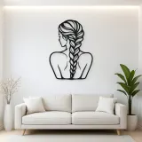 Braided Hair Muse Metal Wall Art | Minimalist Woman Line Art