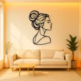 Hair Bun Profile Metal Wall Art | Minimalist Woman Line Art