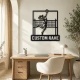 Personalized Volleyball Player Metal Wall Art with Spike Pose - lifestyle view 4